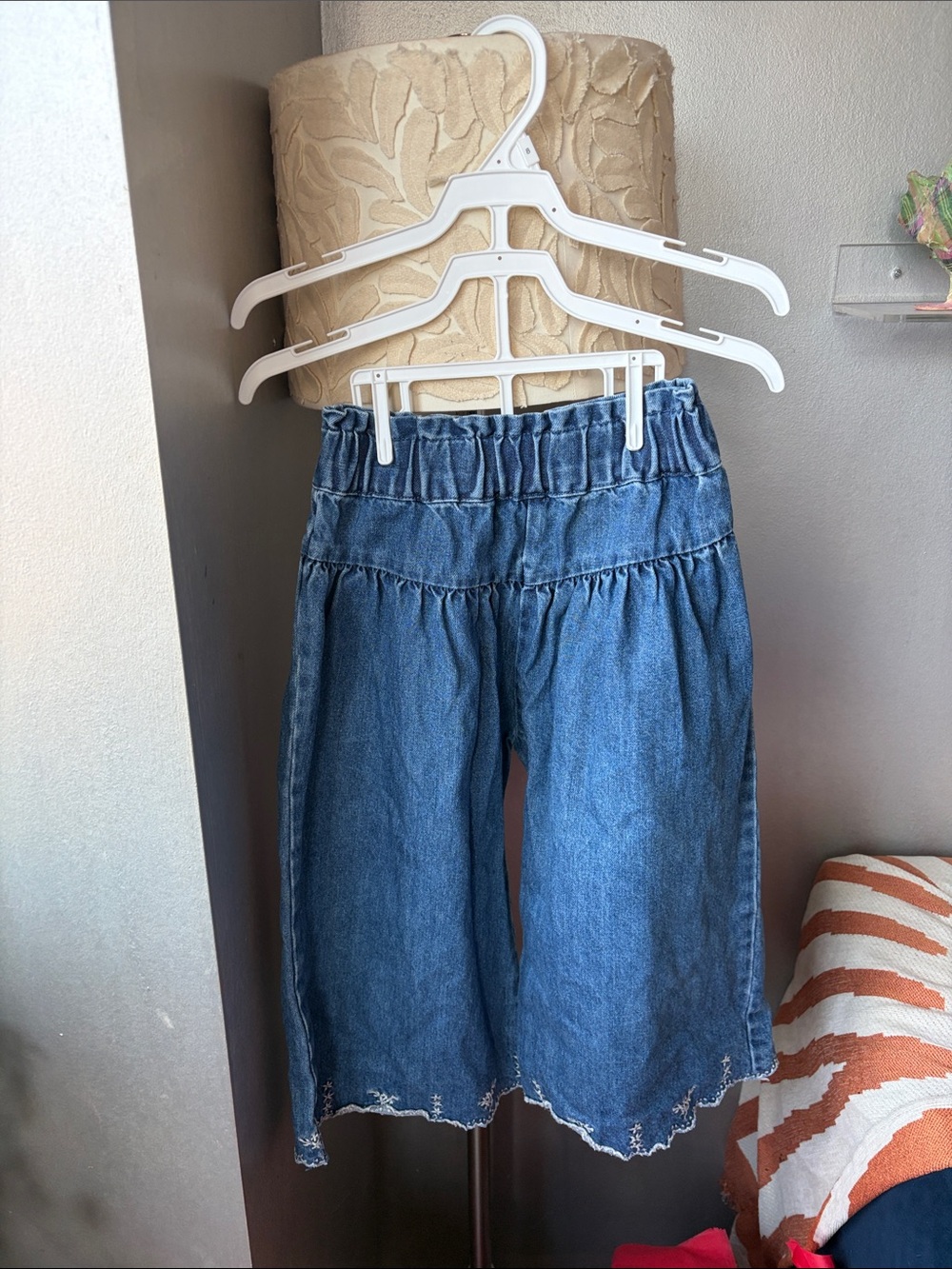Emile & Ida Girls Elastic-Waist Denim CulotteBlue
